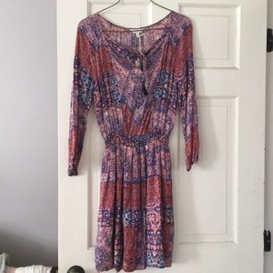 Patterned cinch-waist dress